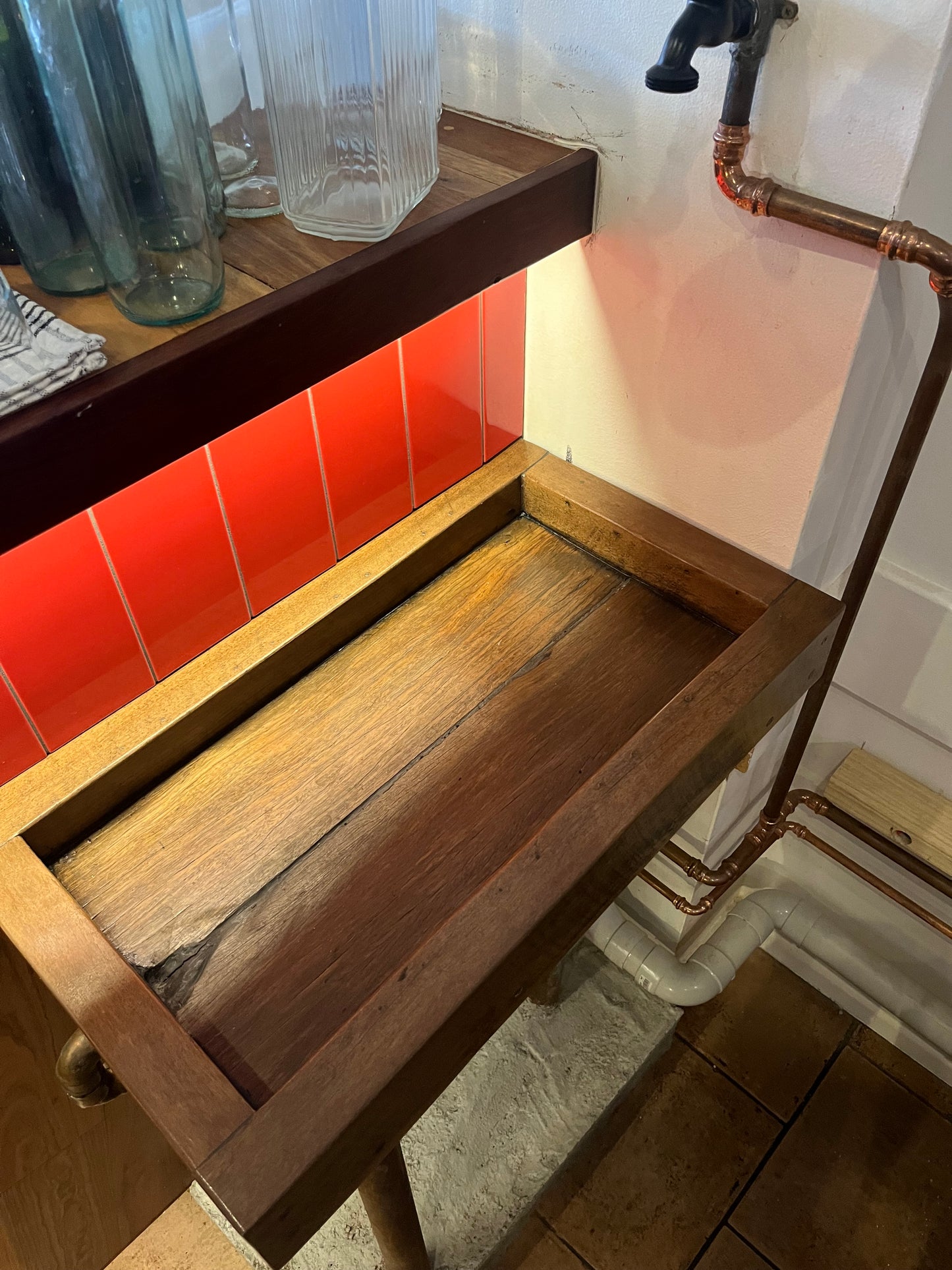 Upcycled hardwood sink